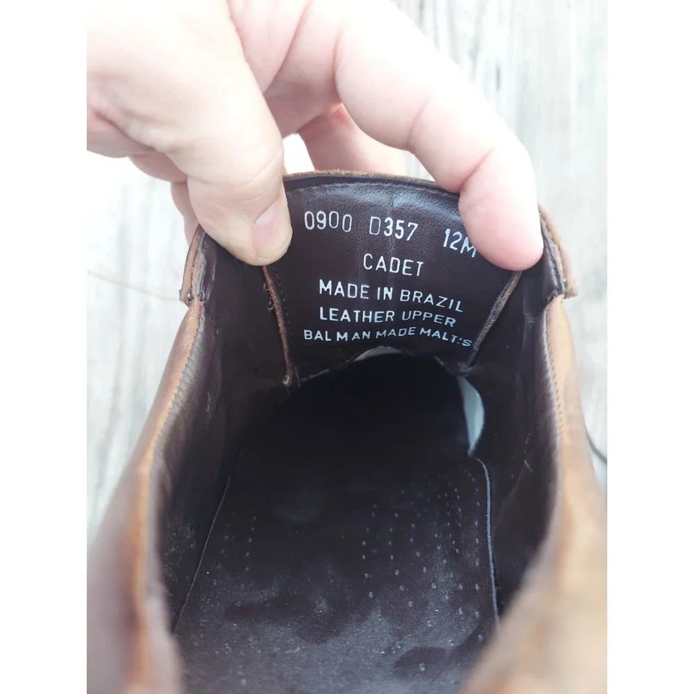 BASS CADET LEATHER DERBY SHOES Size 12M Men's Brown Chunky High Soles‎ 0900 D357